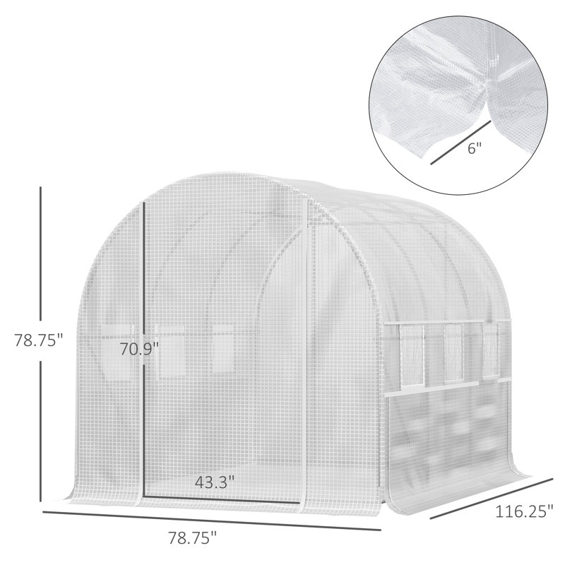 Serre de plain-pied sans cadre, Blanc, H 78,8 po x l 78,8 po x P 116,3 po
