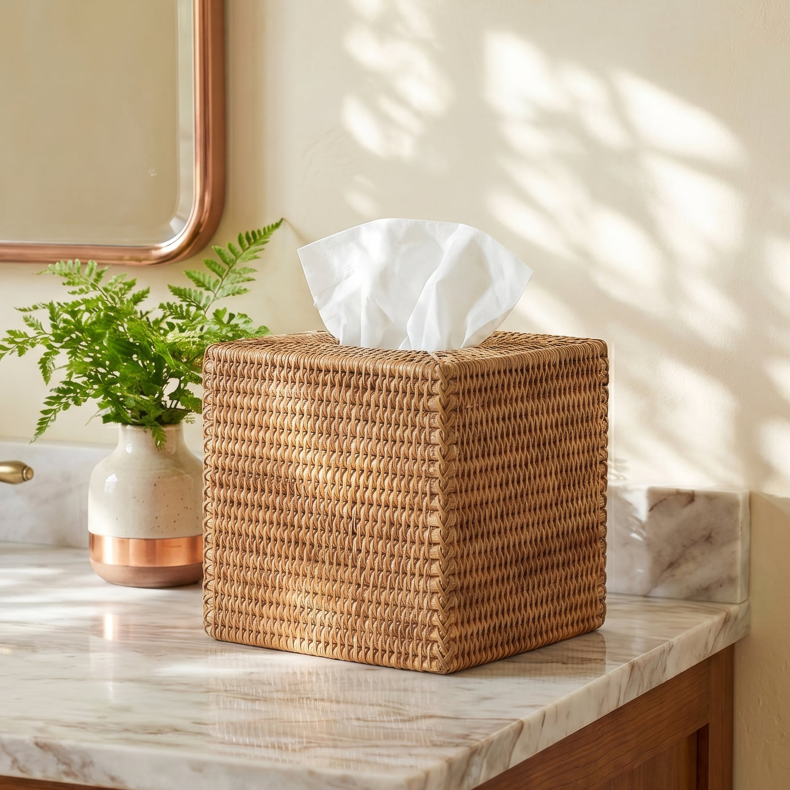 Bathroom Storage Container, Honey Brown