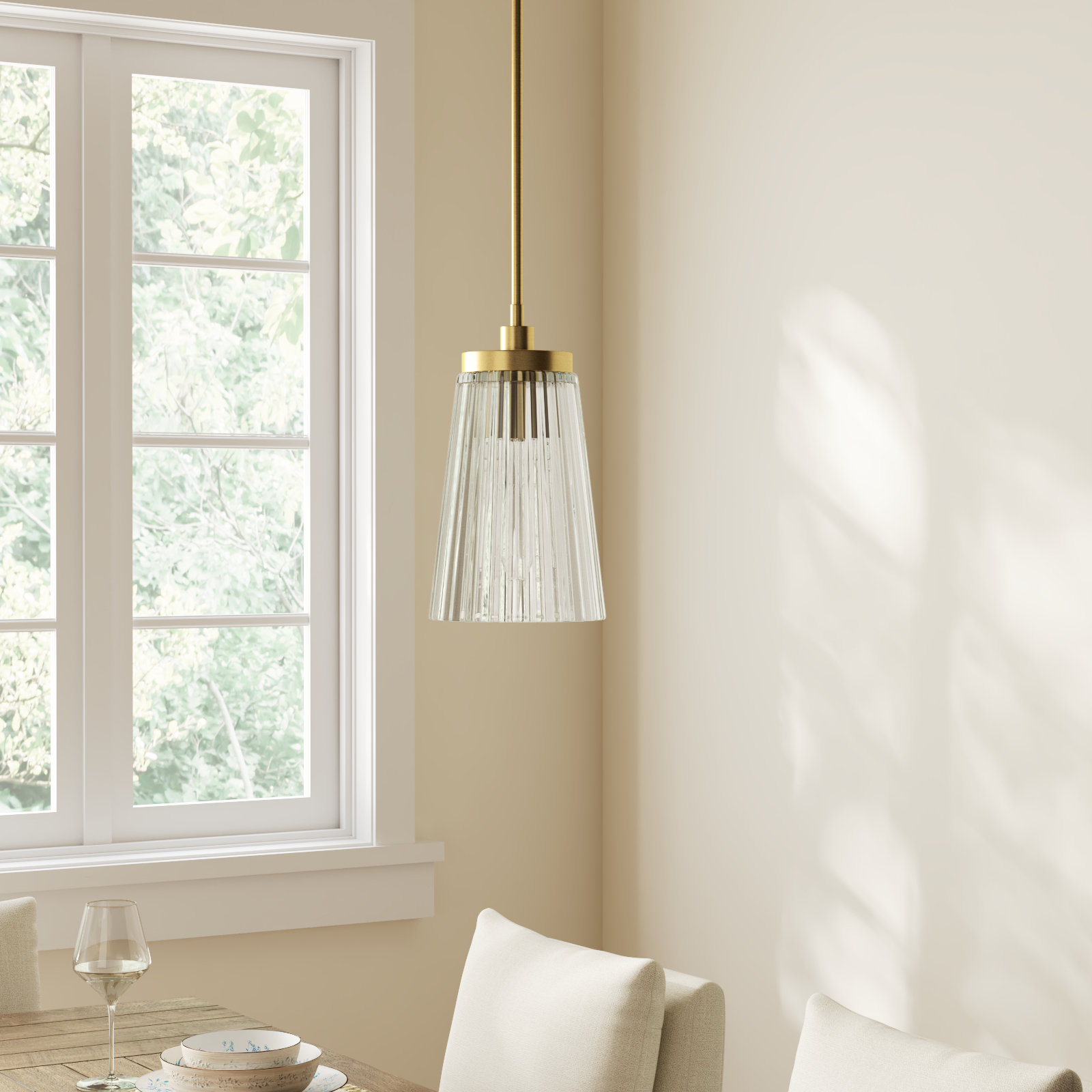Jeanie 1-Light Single Cone Pendant, Brass