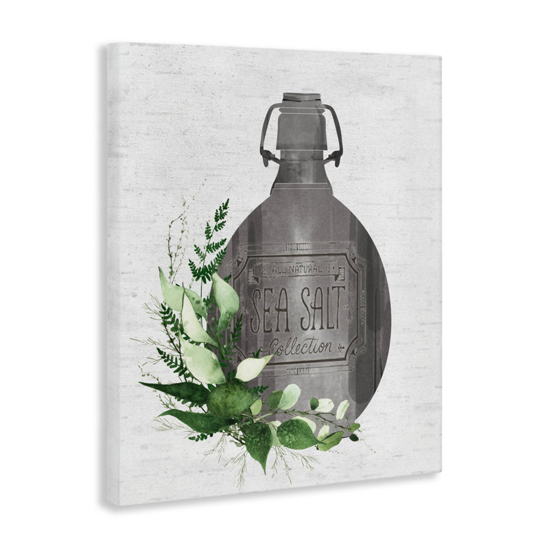 Bouteille rétro avec toile d'herbes de salle de bain, design par lettré et doublé, H 40 po x l 30 po
