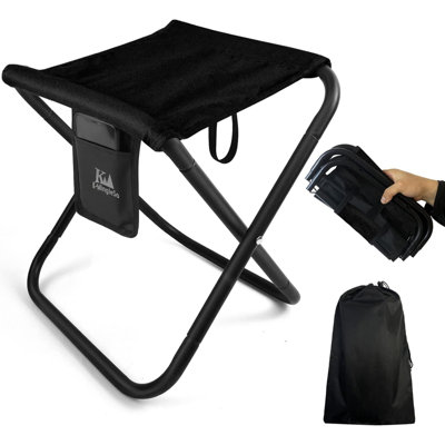 Upgraded Portable Folding Stool, 13 Inch Camping Stool For Adults Fishing Hiking Gardening And Beach With Carry Bag, Hold Up To 450Lbs[Black] by ToccoLeggero
