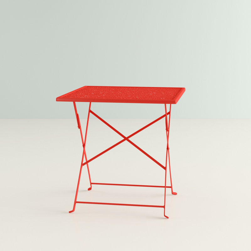 Table de patio pliante carrée intérieure / extérieure en acier de qualité commerciale 28 po, Corail