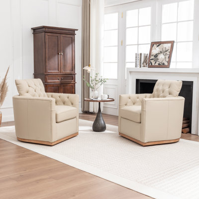 Fauteuil pivotant en cuir véritable Azib