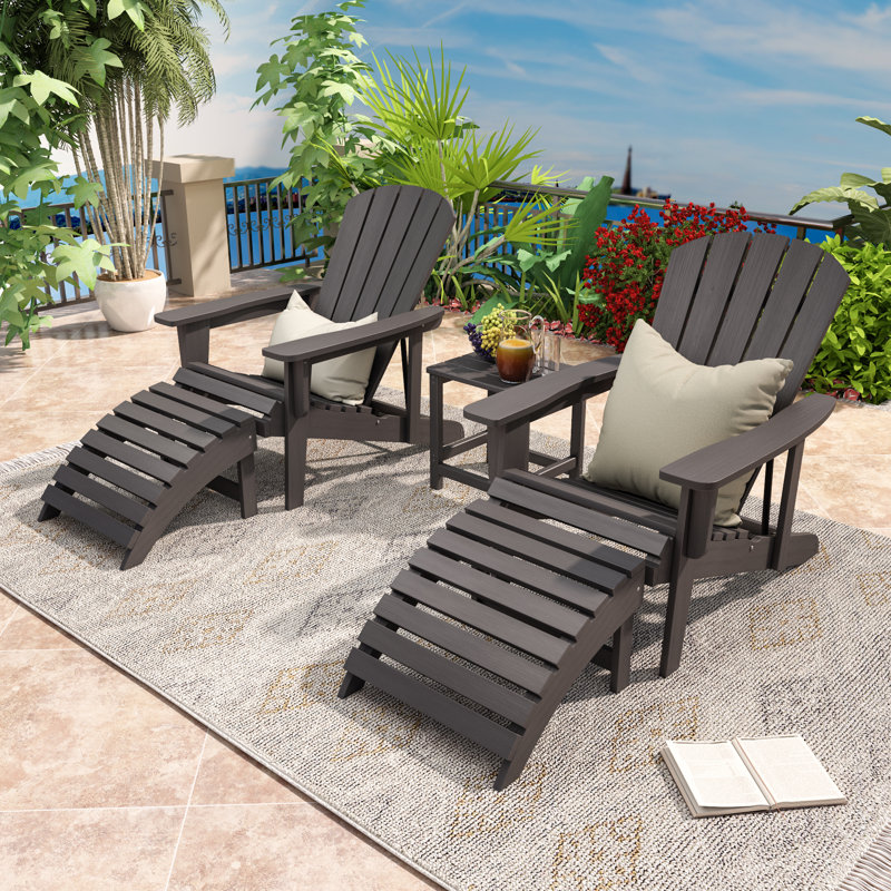 Chaise Adirondack en plastique / résine Palmea avec repose-pieds, Gris