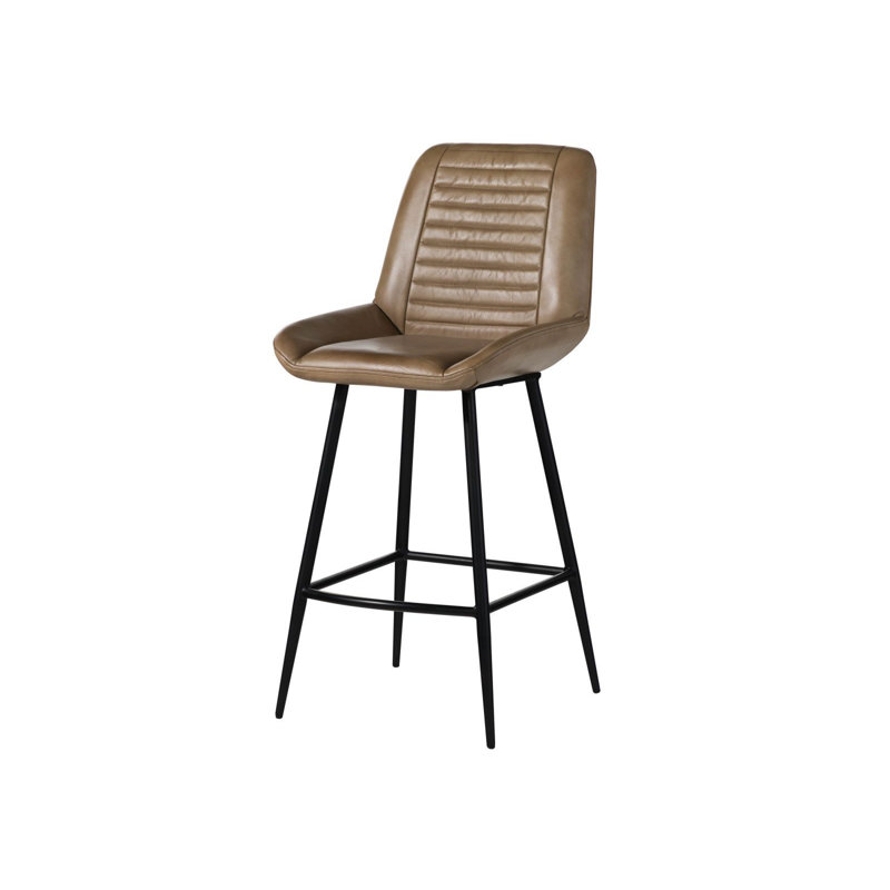 Iron Label Upholstered Bar Stool, Beige