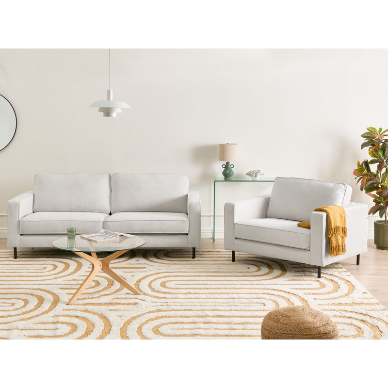 Living Room Set Sumaia Fabric 4 Seater, Off-White