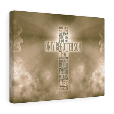 Everlasting Life John 3:16 Sun - Wrapped Canvas Print