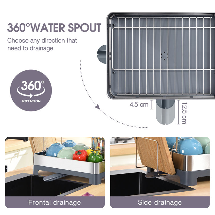 KINGRACK Toolf Dish Drying Rack, 2-tier Dish Rack With Large Capacity,  Multifunctional Dish Drainer With Drainboard, Rustproof & Durable With 360°  Drainboard Set With Cutting Board Rack, Tool-free Installation