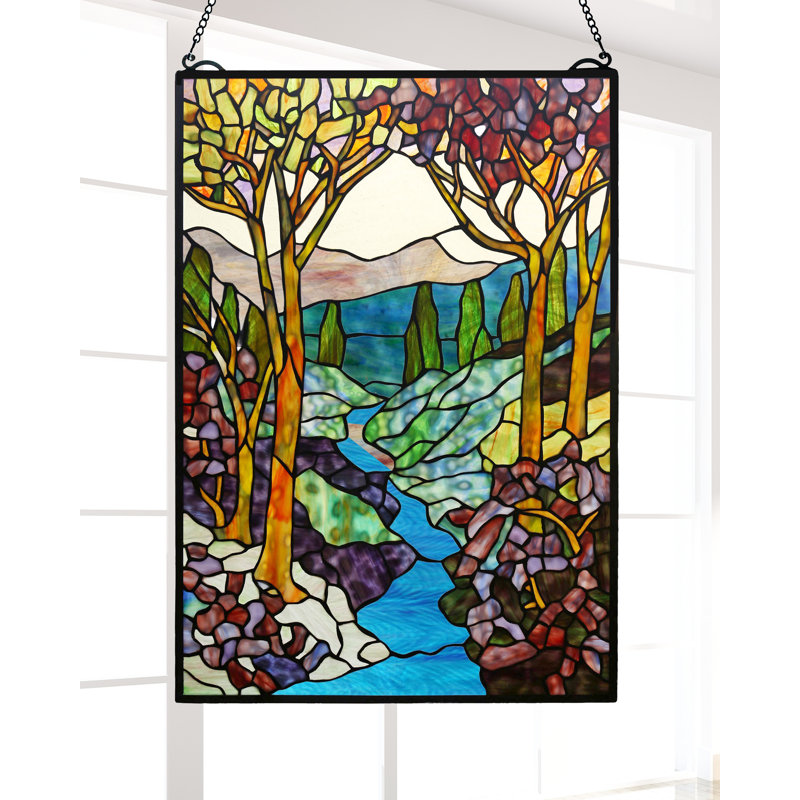 Stained glass wall art - Landscape Window Panel