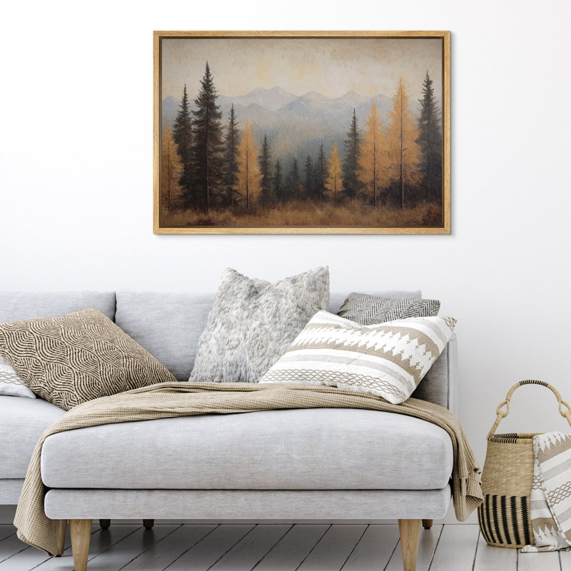 Impression sur toile Golden Forest Mountain, décor de paysage rustique chaleureux pour chalet ou bureau, H 24 po x l 36 po