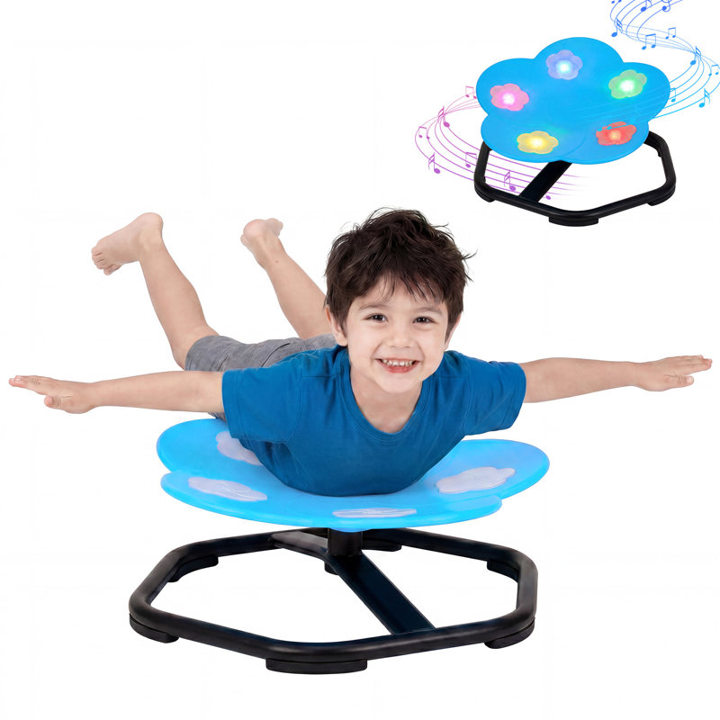 Spinning Sensory Chair for Kids with Lights & Music – 360° Swivel Seat for Autism & ADHD – Promotes Balance, Ergonomic & Durable, Non-Slip Base – Ideal for Ages 5-10 – Orange