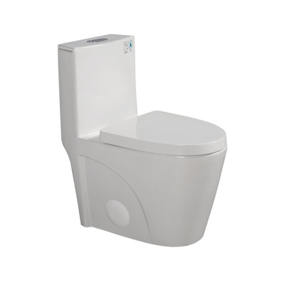 One-Piece Toilet, 1.1/1.60 Gallon Dual-Flush Water-Saving Toilet With Extended Comfort Height, Floor-Mounted Design, Includes Soft-Close Toilet Seat, Bright White
