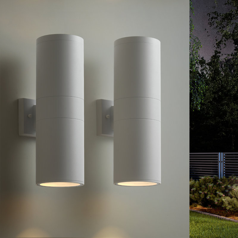 Raley 2- Bulb Outdoor Wall Lantern, Matte White, 18" H x 5.91" W x 8.46" D