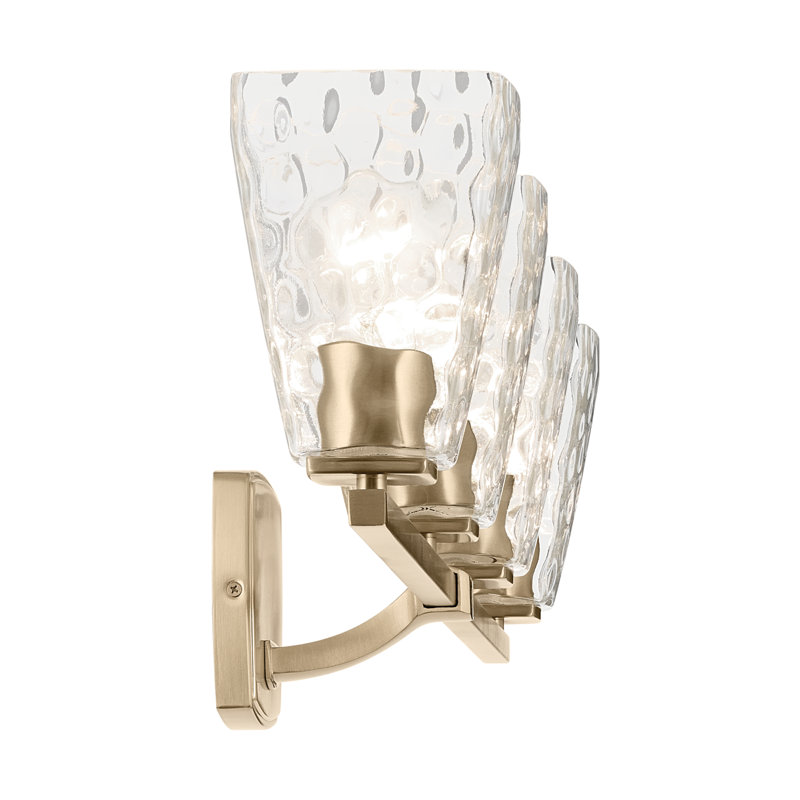33.25" 4-Light Vanity Light with Water Glass, Clear, Bronze