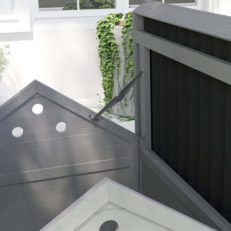Maison pour animaux en bois avec toit ouvrable et portes doubles, gris clair