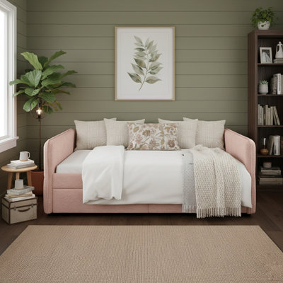 Modern Boucle Upholstered Queen Size Daybed with Storage Drawers