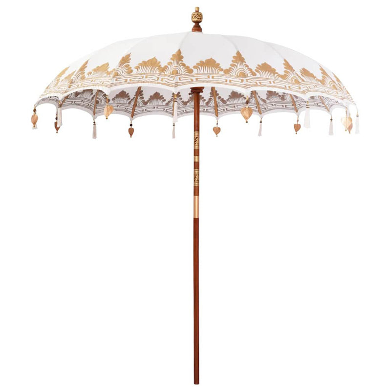 Beach Parasol, 260cm H x 215cm W x 215cm D, Cream Abstract
