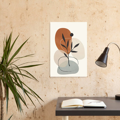 «Earthy Botanical Abstract Abstract Contemporary Minimalist Nature Plant», reproduction d'art murale
