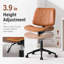Chaise de bureau moderne capitonnée à hauteur réglable, style milieu du siècle, sans accoudoirs, en similicuir, structure en bois courbé, marron-1285770510