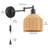 Set Of 2 Wall Sconce With Rattan Lampshade On/off Switch For Bedroom, Living Room, Office