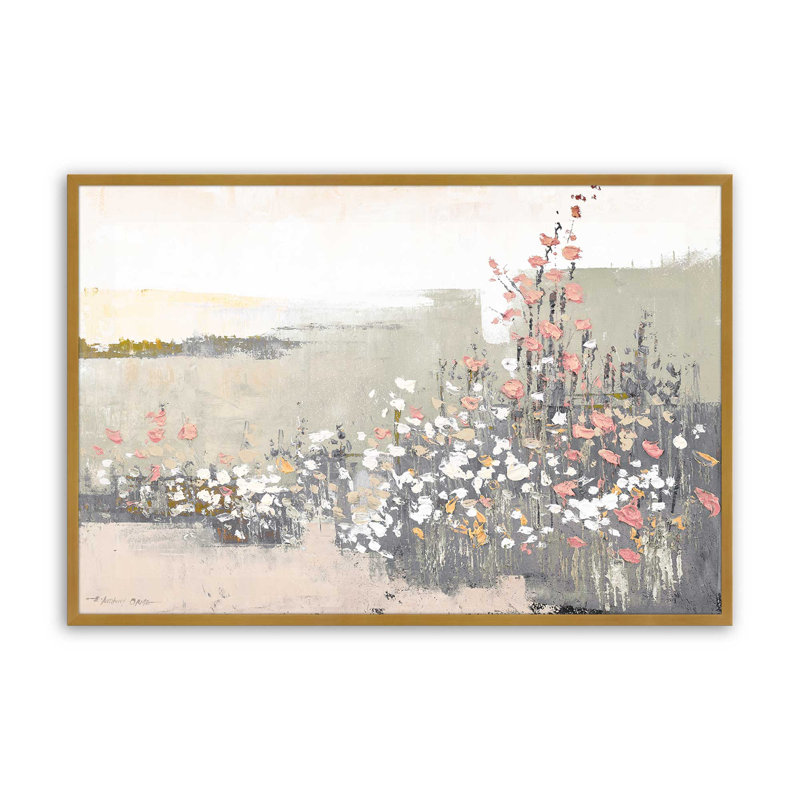 «Floral Haze» sur papier, Cadre doré poli, H 13,25 po x l 17,25 po