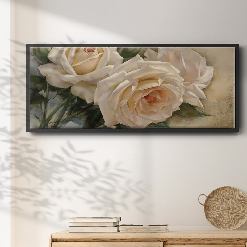 La Roseraie I- Framed Canvas, 20" H x 50" W