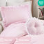 3 édredon simple / simple TG avec charmant double volant, conception et coussin assorti - microfibre, confortable facile à entretenir et infroissable, convient à toutes les saisons-131527149-131527151