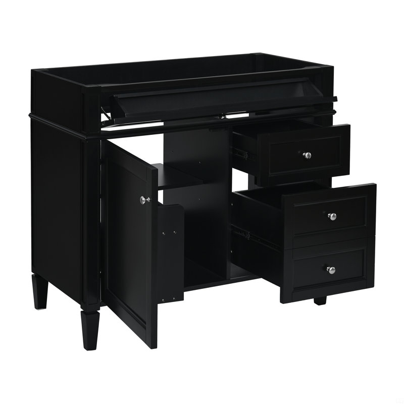 36'' Bathroom Vanity Without Top Sink, Bathroom Storage Cabinet With 2 Drawers And A Tip-Out Drawer, Solid Wood Frame (NOT INCLUDE BASIN SINK)