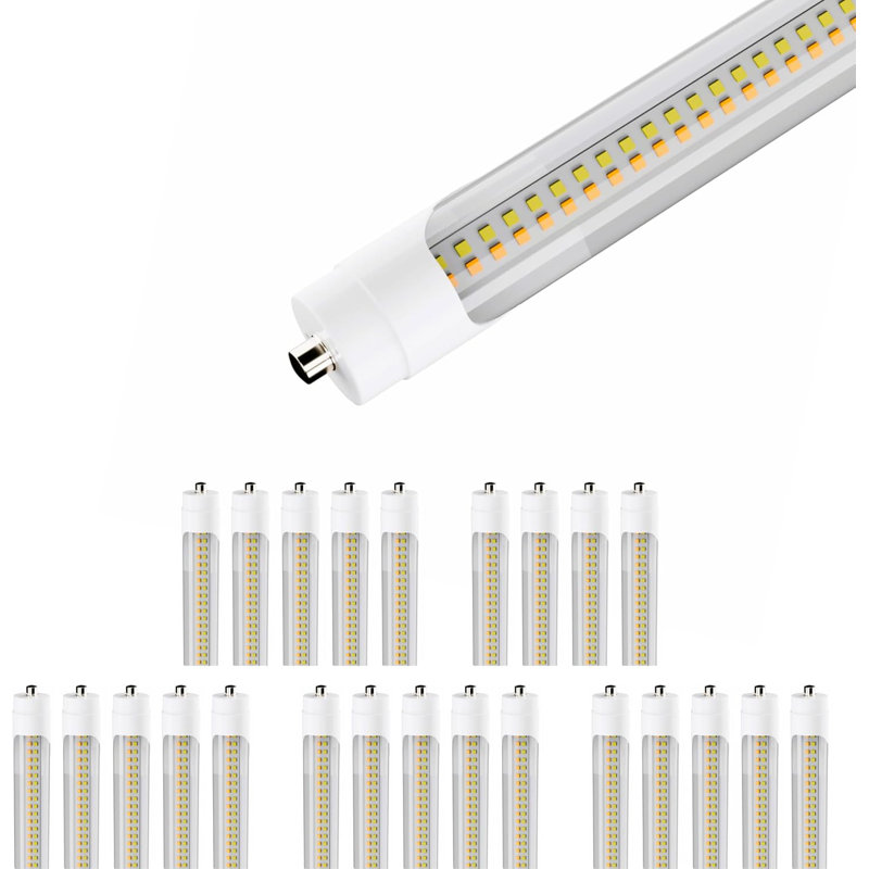T8 8Ft LED Tube/Bulb, 48W, CCT Changeable, FA8 Single Pin, Double End Power, Set Of 25
