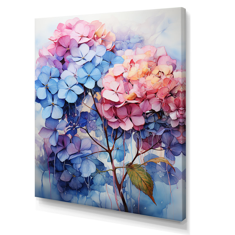 Hortensias en fleurs mauves, H 32 po x l 24 po x P 1 po, Toile tendue
