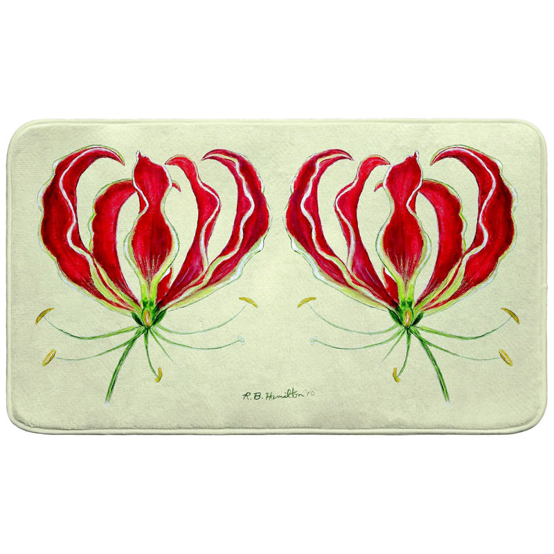 Red Lily Bath Mat, Single - 18" L x 30" W