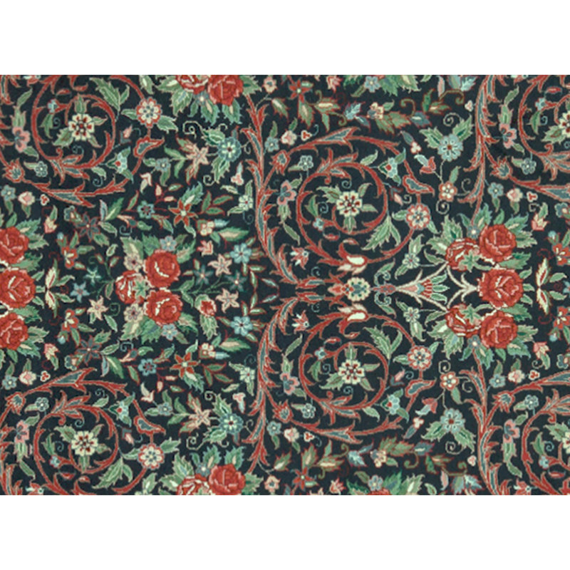Hand Knotted Wool Oriental Area Rug in Navy