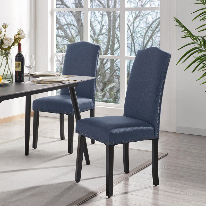 50.5cm H Tufted Fabric Upholstered Full Back Parsons Chair, Blue