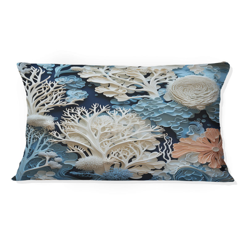 Coussin décoratif imprimé sous-marin bleu et blanc Under Water