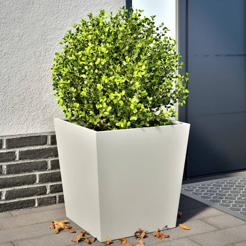 Chaely Metal Planter, White, 19.69" H x 19.69" W x 19.69" D, 2