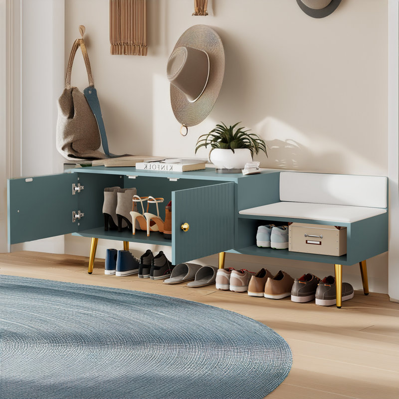 Shoe Storage Bench, Tiffany Blue