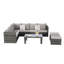 All Weather Outdoor Sofa Conversation Set with Glass Table and Cushions-1258170396