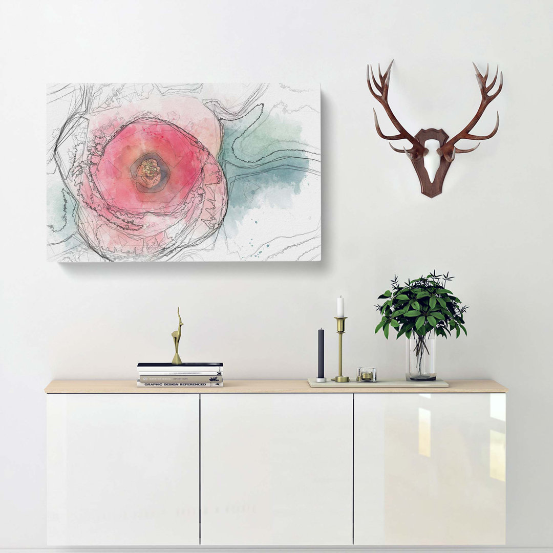 A Pink Hibiscus Flower In Abstract - Wrapped Canvas