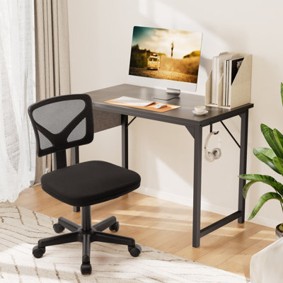 Bureau d'écriture avec base en métal et chaise de travail