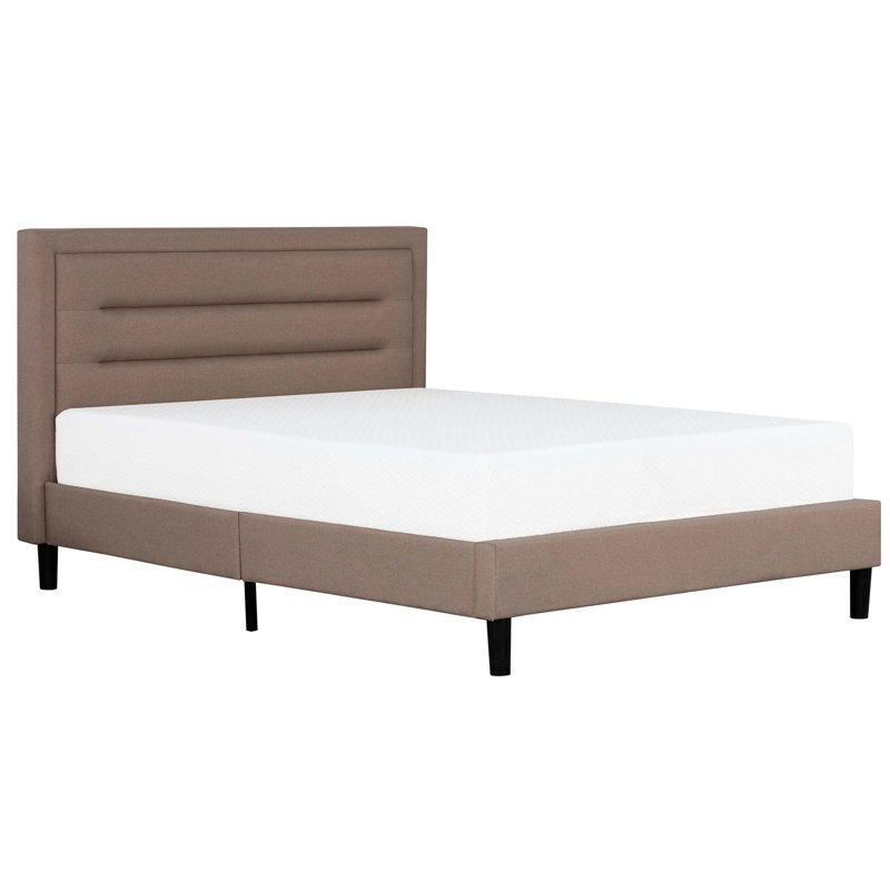Lit plateforme classique, cadre de lit tapissier de chambre à coucher moderne, tête de lit capitonnée, Lit double