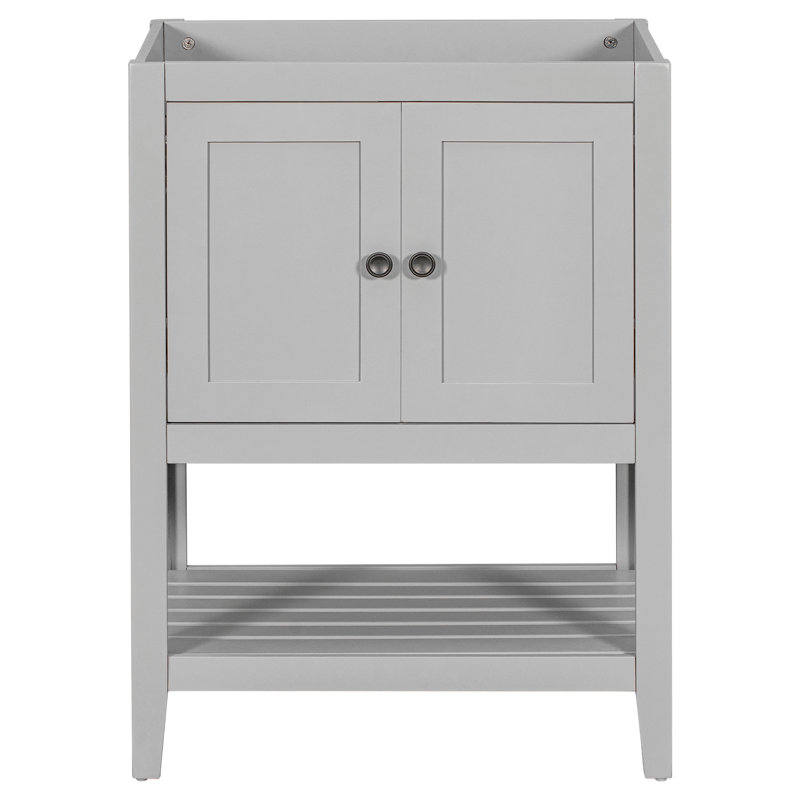 Base de meuble-lavabo de salle de bain seulement, structure en bois massif, armoire de rangement avec portes