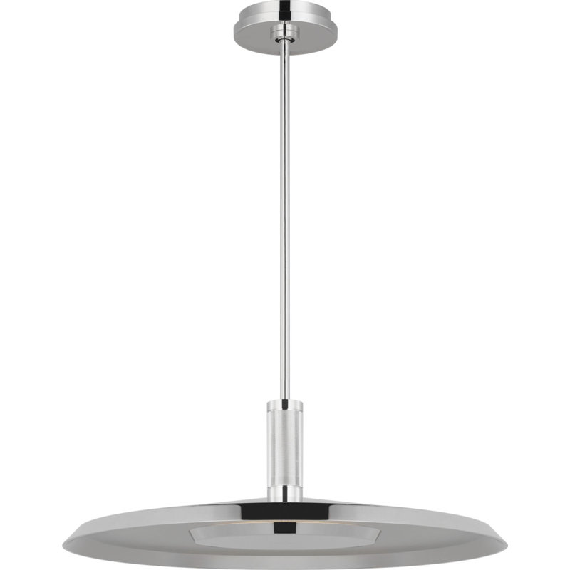 Saucer Pendant, 8" H x 24" W x 24" D, Polished Nickel
