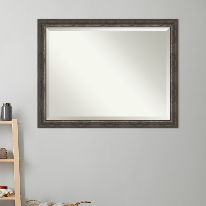 Ariele Flat Wall Mirror, Distressed Black/Brown/Silver, 34.62" x 44.62"