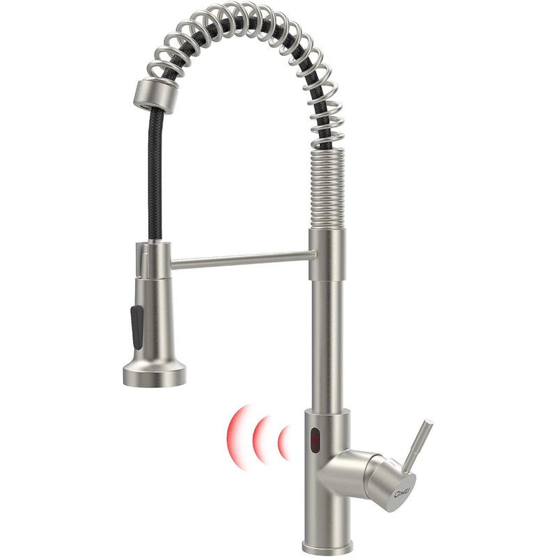 Touchless Kitchen Faucet with Pull Down Sprayer, Motion Sensor Smart Hands-Free Activated Single Hole Spring Faucet for Kitchen Sink