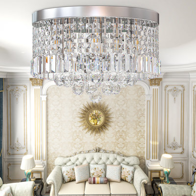 Modern 19.6" Light Modern Crystal Chandelier, 9-Light Crystal Chandelier, Compact & Stylish LED Ceiling Light
