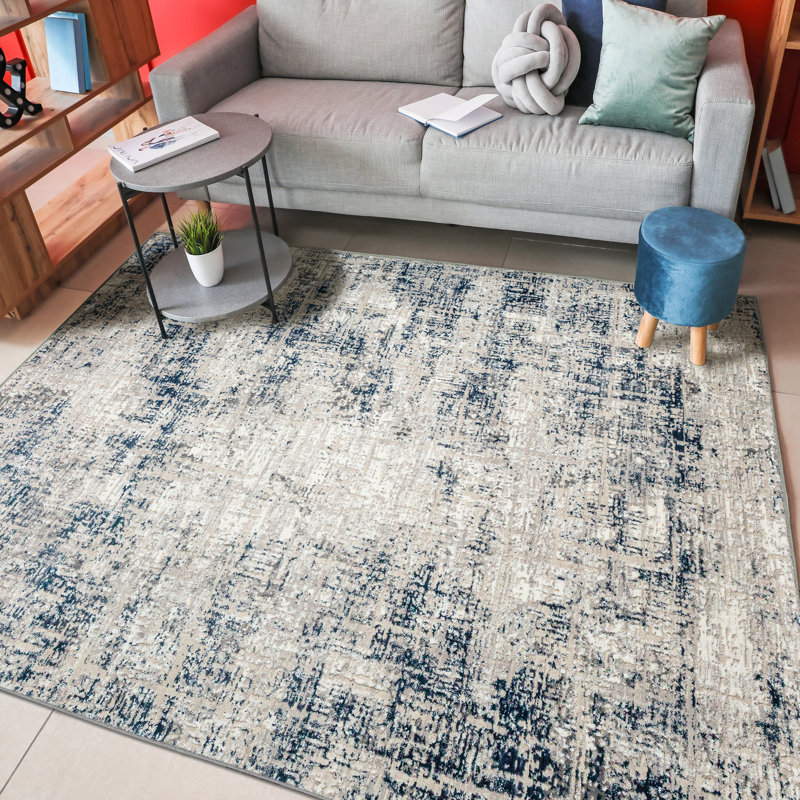 Livigno 1241 Transitional Striated Blue Area Rug, Rectangle 7'10" x 10'6"