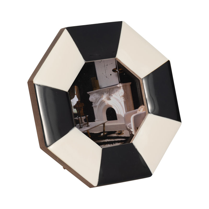 Cadre photo géométrique octogonal en résine et verre contemporain