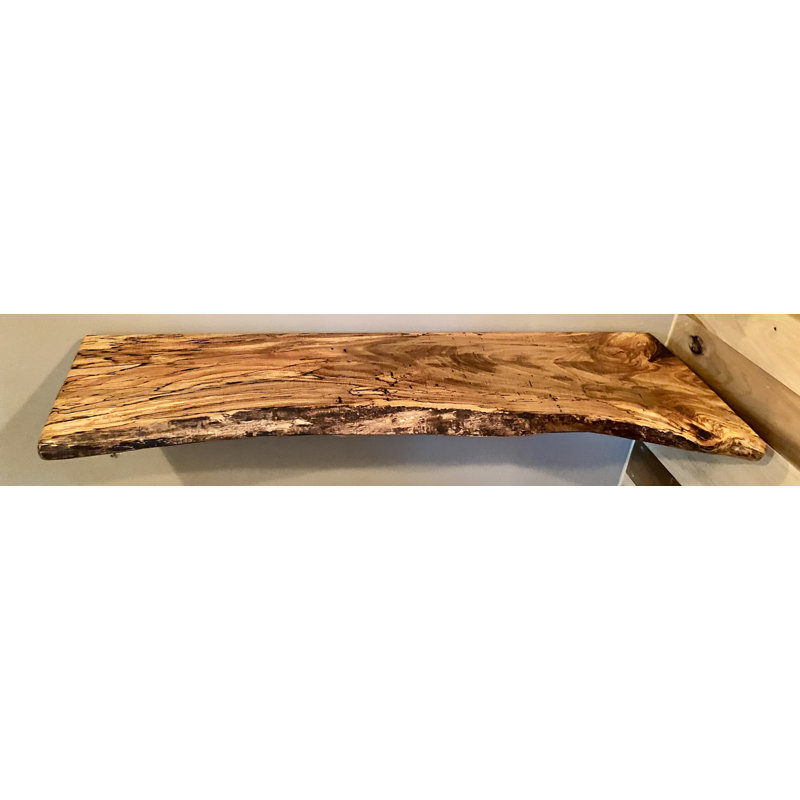 Incredible Live Edge Spalted Maple Wood Floating Shelf w/Exceptional Grain Patterns and Shape