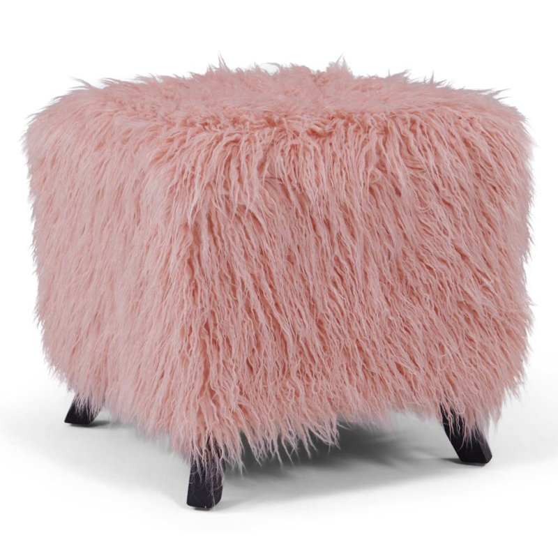 Liyuan 45cm Wide Square Solid Colour Cube Ottoman, Pink