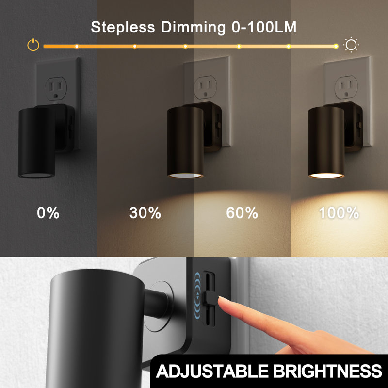320° Rotate Night Light, Plug Into Wall Nightlights Adjustable Brightness, 3000K
